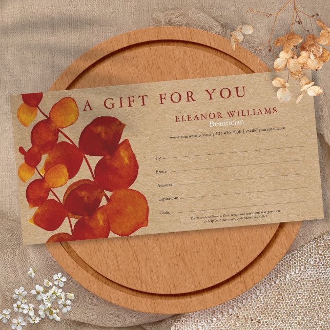 Eucalyptus Rustic Kraft Gift-certifikat (Eucalyptus Rustic Kraft Gift Certificate)