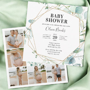 Eucalyptus Rustic Photo Baby Shower Inbjudningar