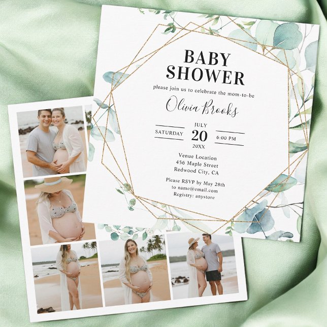 Eucalyptus Rustic Photo Baby Shower Inbjudningar (Skapare uppladdad)
