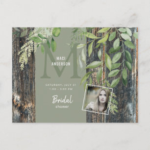 Eucalyptus Rustic Photo Sage Möhippa Inbjudan Vykort