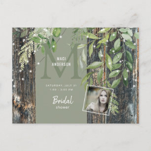 Eucalyptus Rustic Photo Sage Möhippa Ljus Inbjudan Vykort