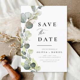 Eucalyptus Rustic Save Date Greenery Spara Datumet
