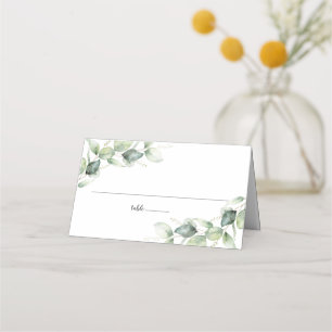 Eucalyptus Rustic Script Greenery Bröllop Bord Placeringskort