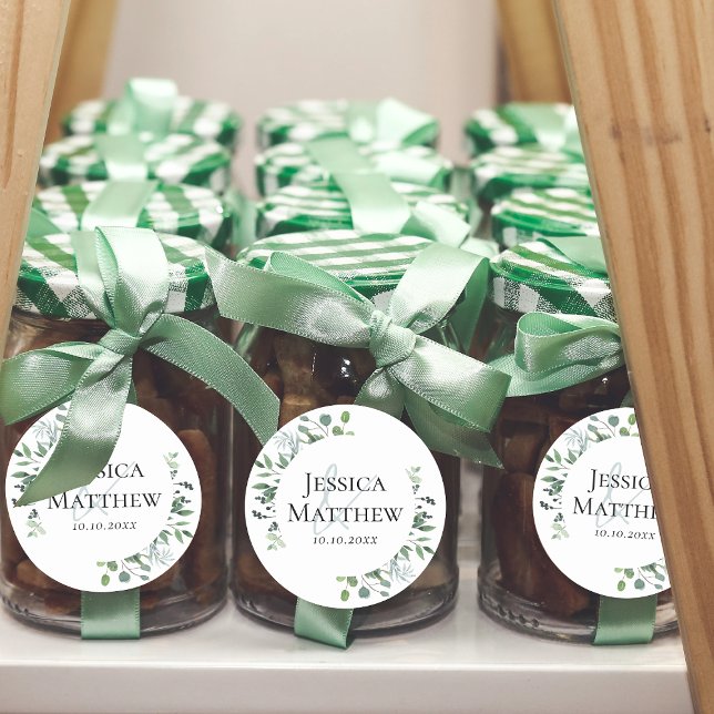 Eucalyptus Rustic Wedding Stickers Runt Klistermärke (Eucalyptus Rustic Wedding Stickers)