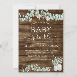 Eucalyptus Rustic Wood Baby Sprinkle Ljus Burk Inbjudningar