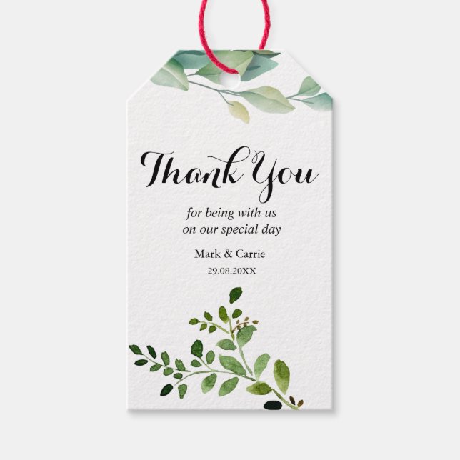 Eucalyptus Rustik Grönska Bröllopsgåva Etikett (Framsidan)