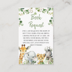 Eucalyptus Safari Baby Shower Bok Request Infoga Visitkort