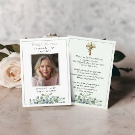 Eucalyptus Sage Green Memorial Photo Prayer Card Visitkort