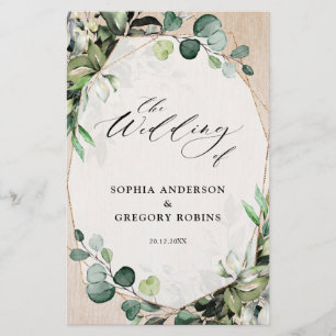 Eucalyptus Sage Greenery Modern Bröllopsprogram