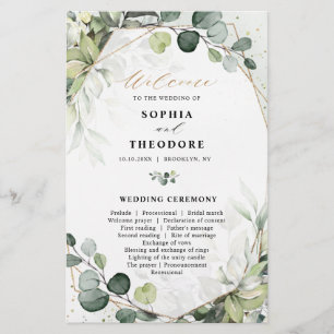 Eucalyptus Sage Greenery Modern Bröllopsprogram