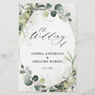 Eucalyptus Sage Greenery Modern Bröllopsprogram