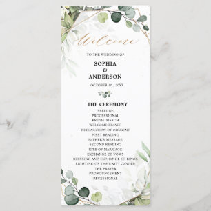 Eucalyptus Sage Greenery Modern Geometric Bröllop Program