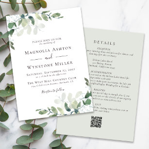 Eucalyptus Sage Grönt Alla i Bröllop Inbjudningar