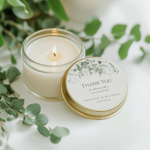 Eucalyptus Sage Grönt Bröllop Tack Runt Klistermärke