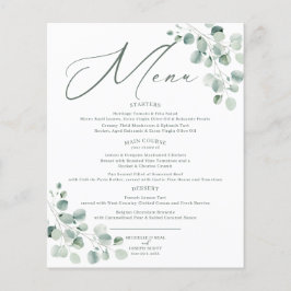 Eucalyptus Sage Grönt Watercolor Bröllop Menu