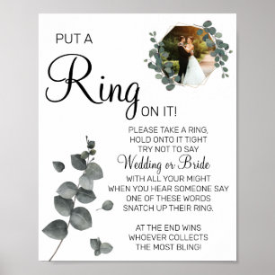 Eucalyptus Sätt en ring bröllopsdusch spelskylt Poster