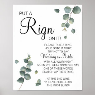 Eucalyptus Sätt en ring bröllopsdusch spelskylt Poster