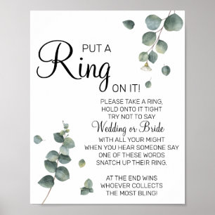 Eucalyptus Sätt en ring bröllopsdusch spelskylt Poster