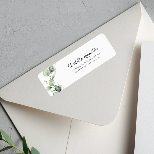 Eucalyptus Script Botanical Grad Returadress Etikett (Graduation Eucalyptus Script Botanical Grad Return Address Label)