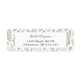 Eucalyptus Script Bröllop Boho Chic Greenery Returadress Etikett