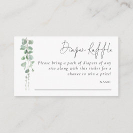Eucalyptus Script DIaper Raffle Baby Shower Tilläggskort