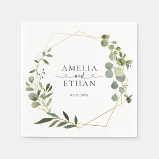 Eucalyptus Script Heart Wedding Pappersservett