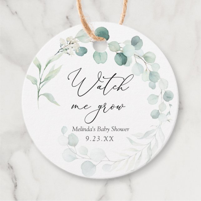 Eucalyptus Se mig Grow Plant Favor Gåvor Etiketter (Framsida)