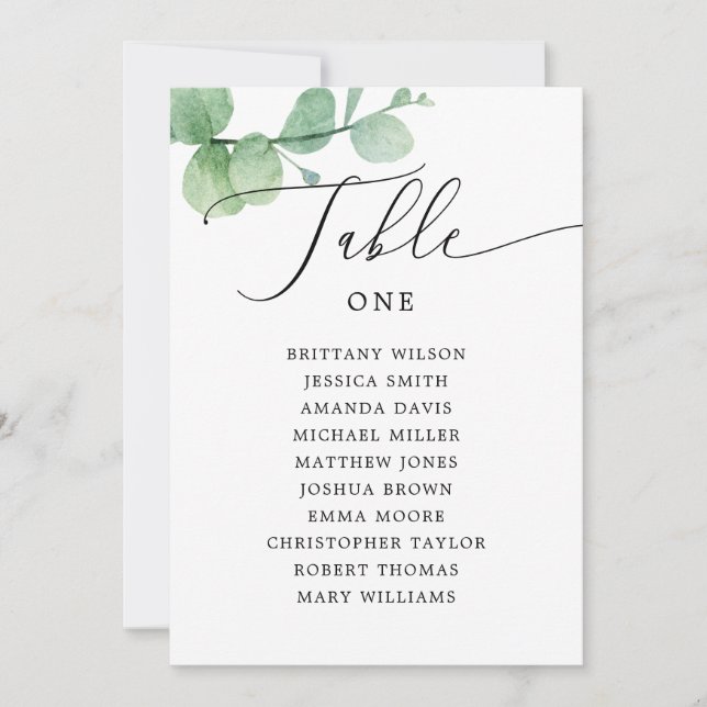 Eucalyptus Seating Chart Sign | Outdoor Wedding Inbjudningar (Framsida)