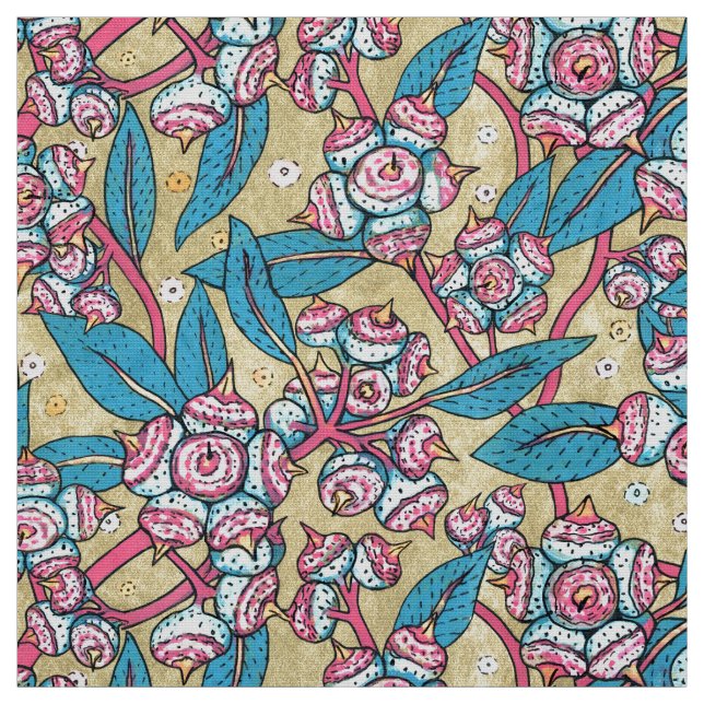 Eucalyptus Seed Australian Plant Botanical Mönster Tyg (Provkarta)