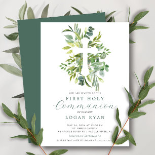 Eucalyptus Serenity First Communion-inbjudan Inbjudningar