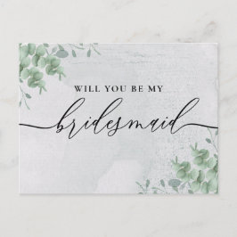 Eucalyptus Signature Calligraphy Bridesmaid Inbjudan Vykort