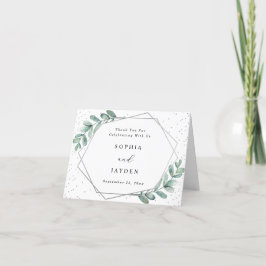Eucalyptus Silver Geometric Bröllop Tack Kort