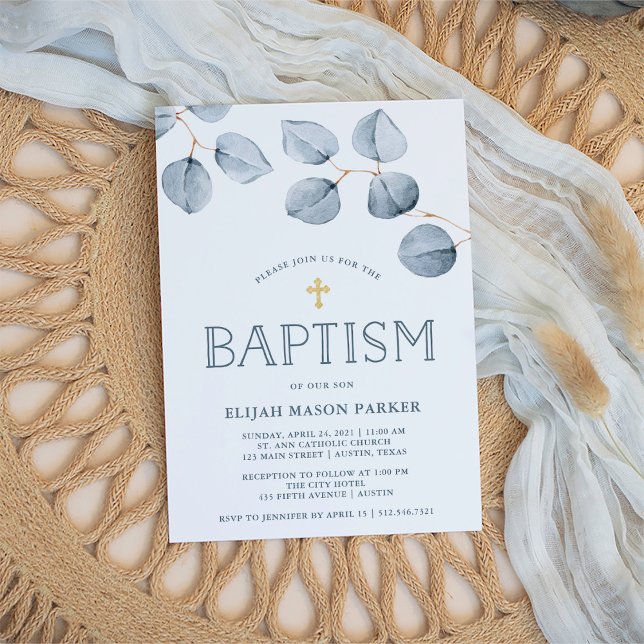 Eucalyptus Simpity | Baptism med Kor Inbjudningar (Skapare uppladdad)