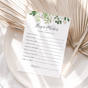 Eucalyptus Simple Baby Shower Hopes & Önskemål Car Vykort