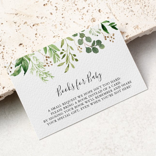 Eucalyptus Simple Blommigt Baby Shower Bok-begäran Tilläggskort (Skapare uppladdad)
