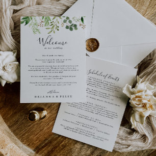 Eucalyptus Simple Blommigt Bröllop Välkommen Brev