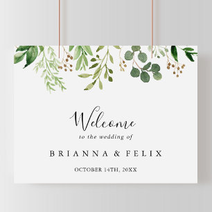 Eucalyptus Simple Blommigt Bröllop Välkomstskylt Poster