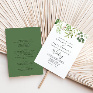 Eucalyptus Simple Blommigt Front & Back Bröllop Inbjudningar