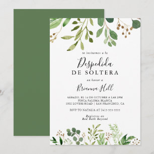 Eucalyptus Simple Blommigt Spansk Möhippa Inbjudningar