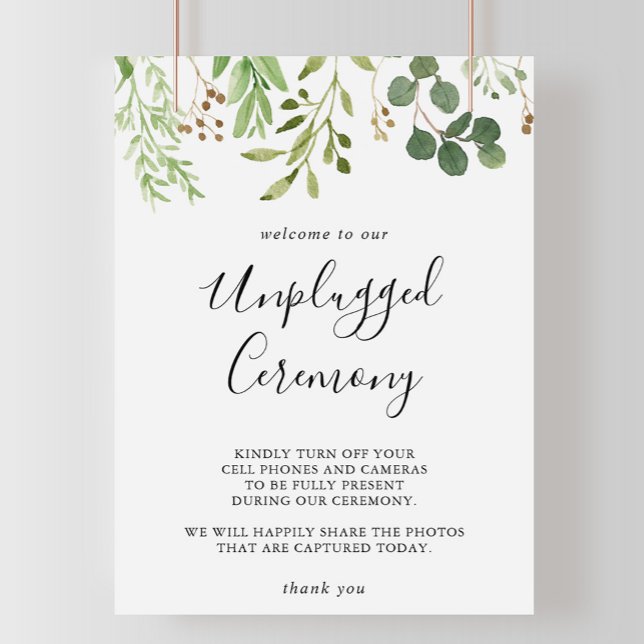 Eucalyptus Simple Blommigt Unplugged Ceremony-teck Poster (Skapare uppladdad)