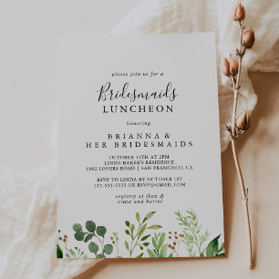 Eucalyptus Simple Bridesmaids Luncheon Shower Inbjudningar
