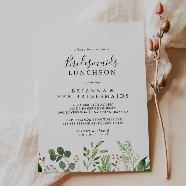 Eucalyptus Simple Bridesmaids Luncheon Shower Inbjudningar (Skapare uppladdad)