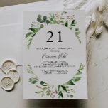 Eucalyptus Simple Brown Blommigt 21:a födelsedagen Inbjudningar<br><div class="desc">Denna inbjudan till 21:a födelsedagsfesten till den enkla bruna blommigten är perfekt för ett modernt födelsedagsfirande. Konstruktionen har en konstnärligt handmålad vacker eukalyptus grönt löv som ordnas i geometriska former och inspirerar naturskönheten.</div>