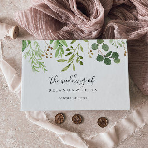 Eucalyptus Simple Brown Blommigt Bröllop Gästböcker