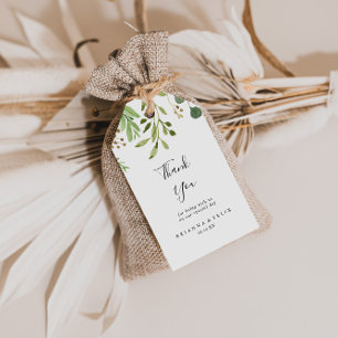 Eucalyptus Simple Brown Blommigt Bröllop Tack Presentetikett