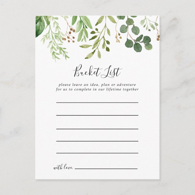 Eucalyptus Simple Brown Blommigt Bucket List Cards Vykort (Framsida)
