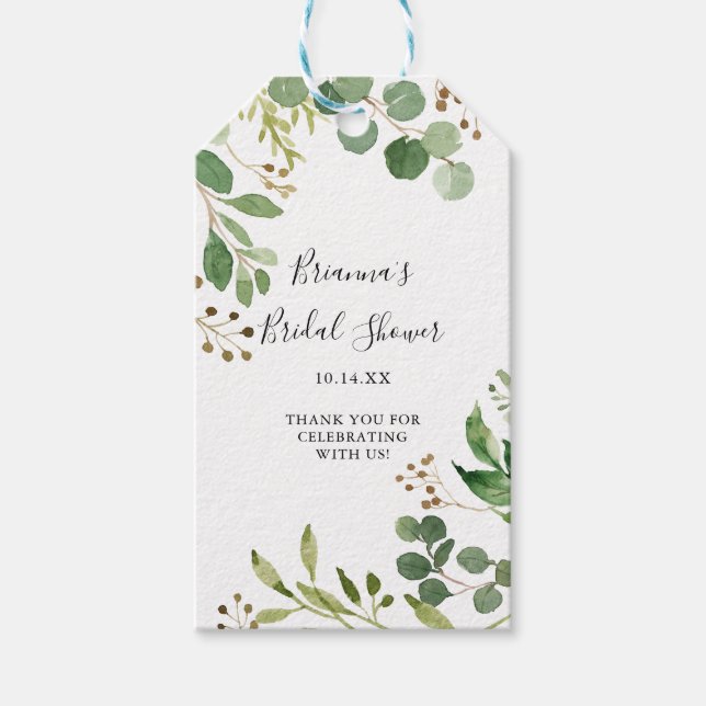 Eucalyptus Simple Brown Blommigt Möhippa Presentetikett (Framsidan)