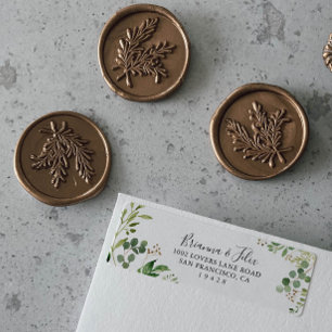 Eucalyptus Simple Brown Blommigt Returadress Etikett