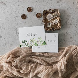 Eucalyptus Simple Brown Blommigt Tack Vykort