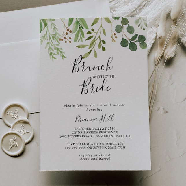 Eucalyptus Simple Brunch med Bride Shower Inbjudningar (Skapare uppladdad)